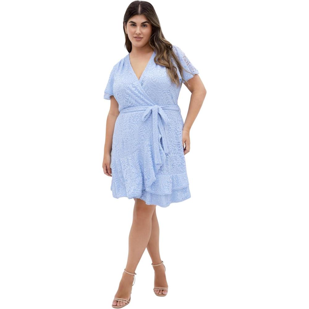 image:imageCity Chic Womens Plus Size Dress  Sweet Lace MiniSky Blue