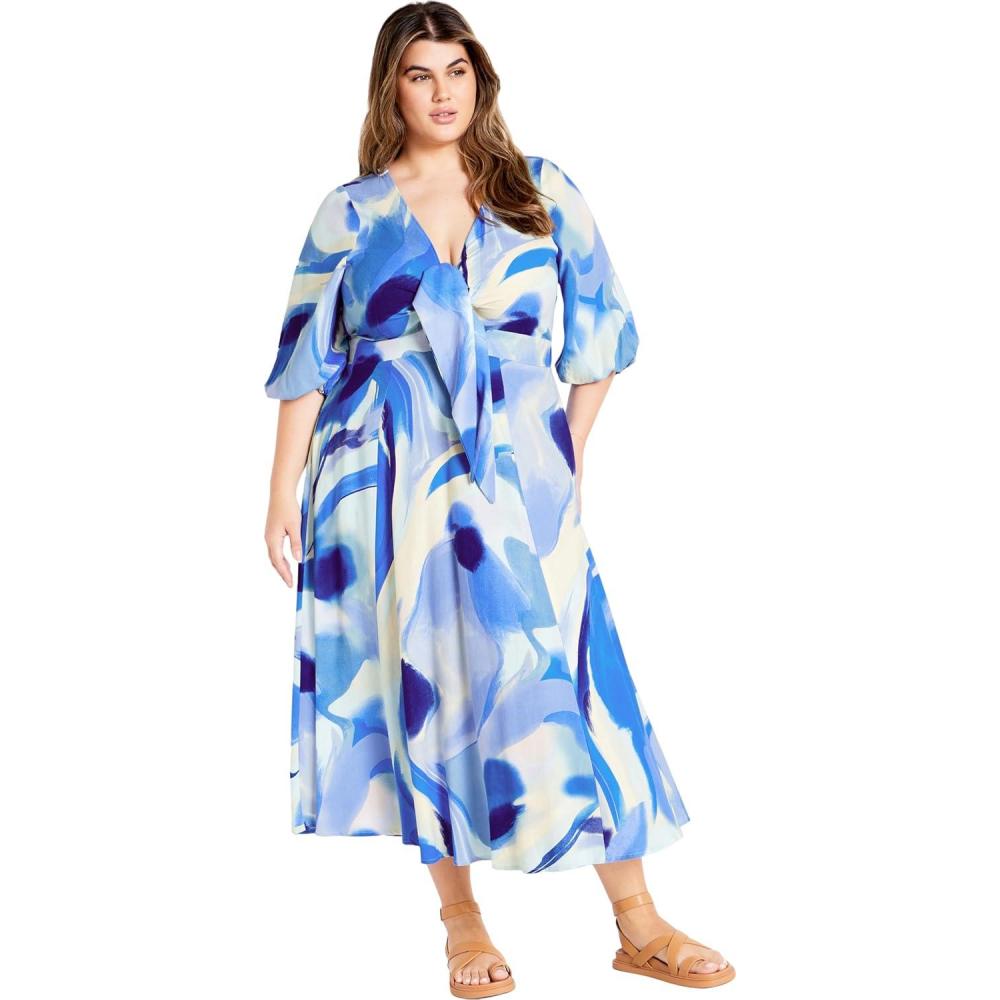 image:imageCity Chic Womens Plus Size Dress Swirl Tie PrintWhirlpool