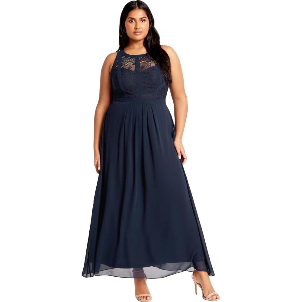 image:imageCity Chic Womens Plus Size Maxi Cocktail Dress Panelled BodiceFrench Navy