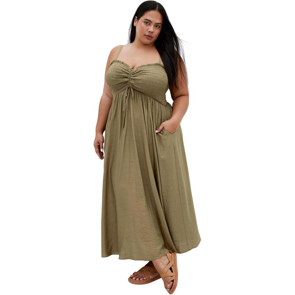 image:imageCity Chic Womens Plus Size Maxi Dress  Maui ShirredKhaki