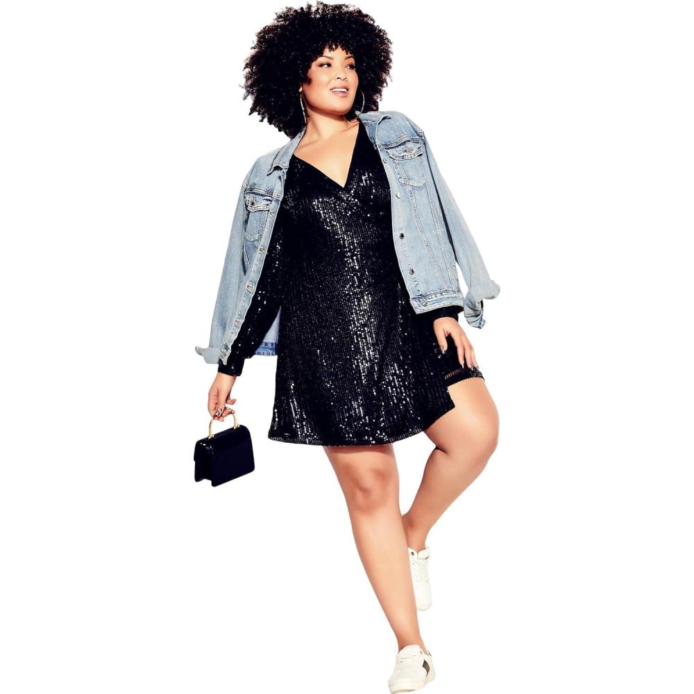image:imageCity Chic Womens Plus Size Party Glow Wrap DressBlack