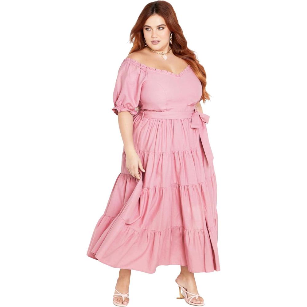 image:imageCity Chic Womens Plus Size Puff Sleeve Maxi DressBlush