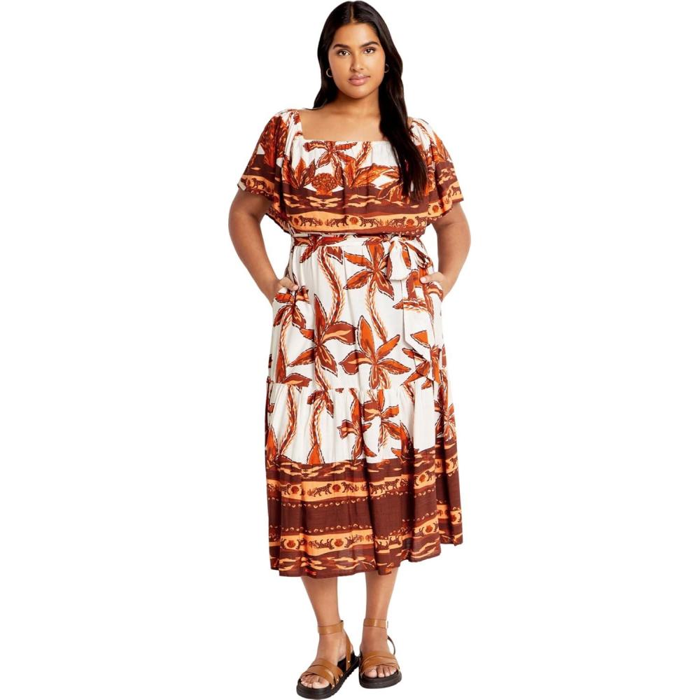 image:imageCity Chic Womens Plus Size Talia Border Maxi DressTahitian Brd