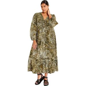 CITY CHIC Plus Size Dress, Gaia Print Dress(Olive Paisley)