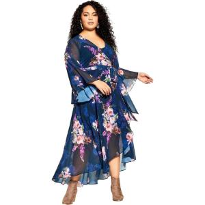 City Chic Nora Maxi Dress(Navy Painterly Rose)