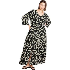 City Chic Plus Size Dress, Endless Sun Print Maxi Dress(Cha Cha)