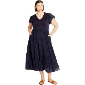 City Chic Plus Size Dress, Marli Dress(Navy)