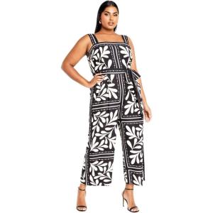 City Chic Plus Size Jumpsuit, Modern Muse Jumpsuit(Black Tile)