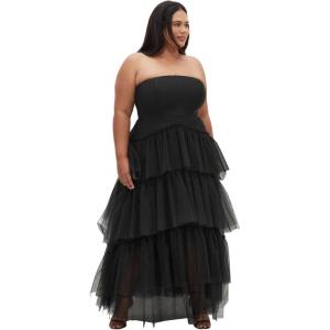 City Chic Plus Size Maxi Dress Tulle Sweetheart, Black
