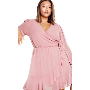 City Chic Women’s Dobby Ruffles Dress(Musk)