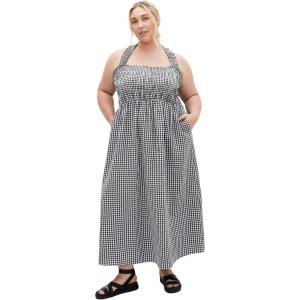 City Chic Womens Dress – Cute Gingham Maxi(Blk Gingham)