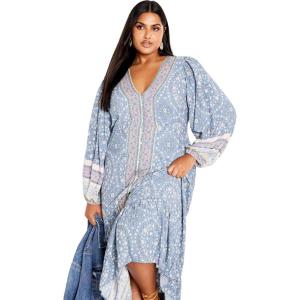 City Chic Women’s Plus Size Clover Dress(Blue Border)