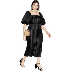 City Chic Women’s Plus Size Cocktail Dress – Krista Pleat(Black)