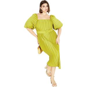 City Chic Women’s Plus Size Cocktail Dress – Krista Pleat(Chartreuse)