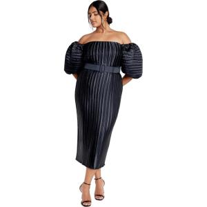 City Chic Women’s Plus Size Cocktail Dress – Krista Pleat(Midnight)