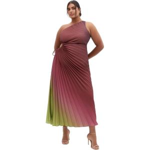 City Chic Women’s Plus Size Dress – Aliza Print Pleat Maxi(Matcha Ombre)