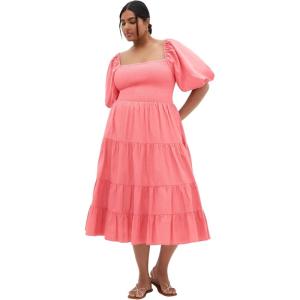 City Chic Women’s Plus Size Dress – Ariella Puff Sleeve Tier(Cinnamon)
