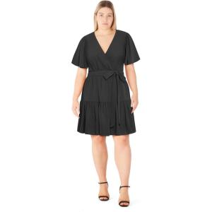City Chic Women’s Plus Size Dress – Callie Wrap(Black)