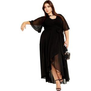 City Chic Women’s Plus Size Dress – Enthrall Me Maxi(Black)