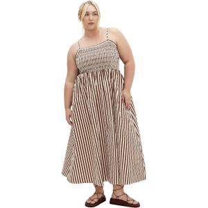 City Chic Women’s Plus Size Dress – Jolie Print Shirred Maxi(Choc Stripe)