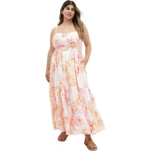 City Chic Women’s Plus Size Dress – Kehlani Print Tier Maxi(Pink Palm)