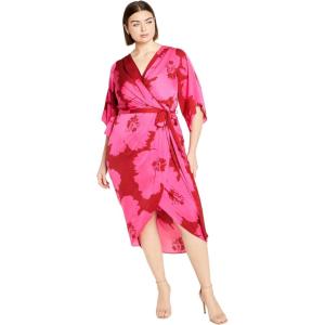 City Chic Women’s Plus Size Dress – Kimberly Print Midi(Summer Paradise)