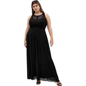City Chic Women’s Plus Size Dress – Panelled Bodice Maxi(Black)
