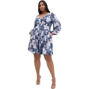 City Chic Women’s Plus Size Dress – Silver Blossom Mini(Silver Blossom)