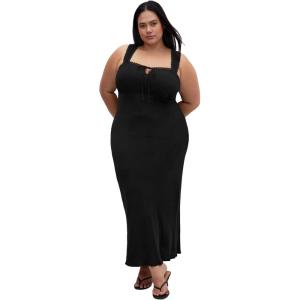City Chic Women’s Plus Size Dress – Spring Love Slip Maxi(Black)