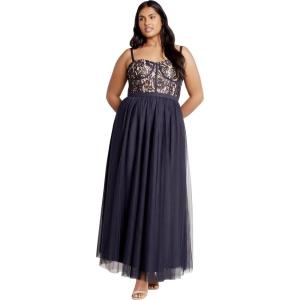 City Chic Women’s Plus Size Dress – Sweet Beauty(Navy)