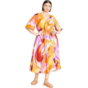 City Chic Women’s Plus Size Dress – Swirl Tie Print(Summer Swirl)