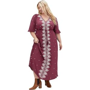 City Chic Women’s Plus Size Dress – Ulla Embroidered(Blackberry)