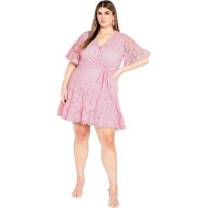 City Chic Women’s Plus Size Garden Kisses Dress(Lilac)