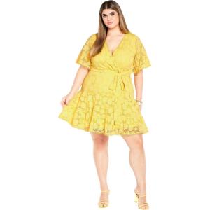 City Chic Women’s Plus Size Garden Kisses Dress(Sunshine)