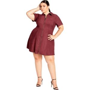 City Chic Women’s Plus Size Laylah Dress(Beet Red)