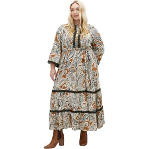City Chic Women’s Plus Size Maxi Camille PRT(Caramel Paisley)