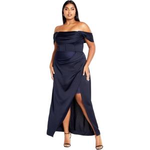 City Chic Women’s Plus Size Maxi Cocktail Dress – Forbidden Love(Navy)