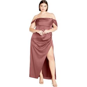 City Chic Women’s Plus Size Maxi Cocktail Dress – Forbidden Love(Rose)