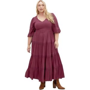 City Chic Women’s Plus Size Maxi Dress – Arielle Lace(Blackberry)