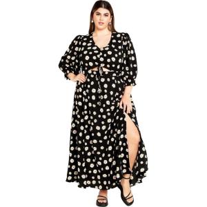 City Chic Women’s Plus Size Maxi Dress – Jolene Print(Black Daisy)