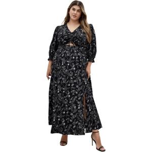 City Chic Women’s Plus Size Maxi Dress – Jolene Print(Black Rebel Love)