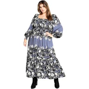 City Chic Women’s Plus Size Maxi Sadie Dress(Blue Floral)
