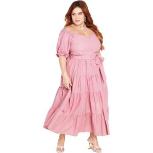 City Chic Women’s Plus Size Puff Sleeve Maxi Dress(Blush)