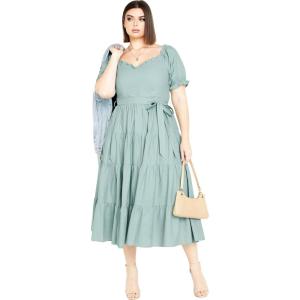 City Chic Women’s Plus Size Puff Sleeve Maxi Dress(Seafoam)
