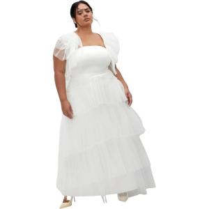 City Chic Women’s Plus Size Sweetheart Tulle Maxi Dress(Coconut)