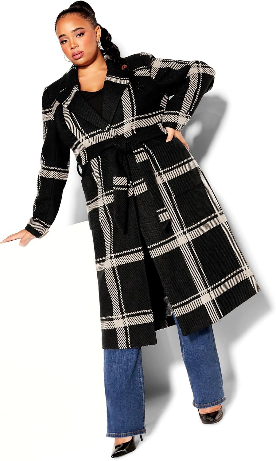 image:imageCITY CHIC Plus Size Coat Checkmate CoatBlack