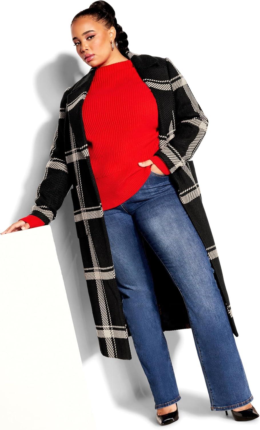 image:imageCITY CHIC Plus Size Coat Checkmate CoatBlack