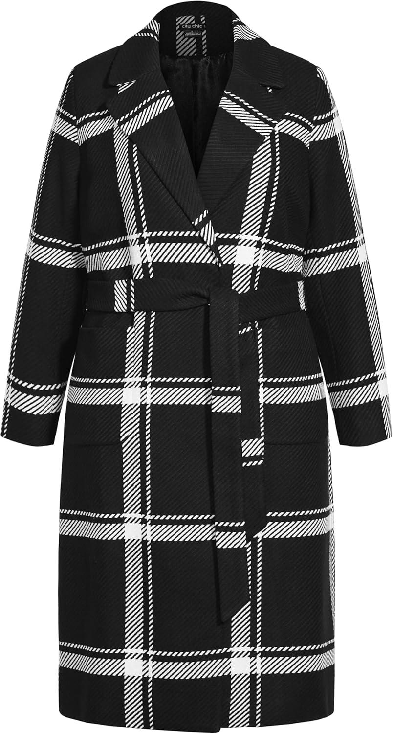 image:imageCITY CHIC Plus Size Coat Checkmate CoatBlack