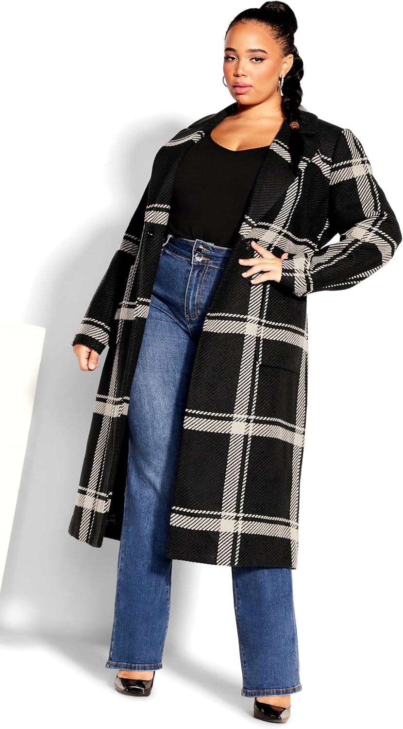image:imageCITY CHIC Plus Size Coat Checkmate CoatBlack