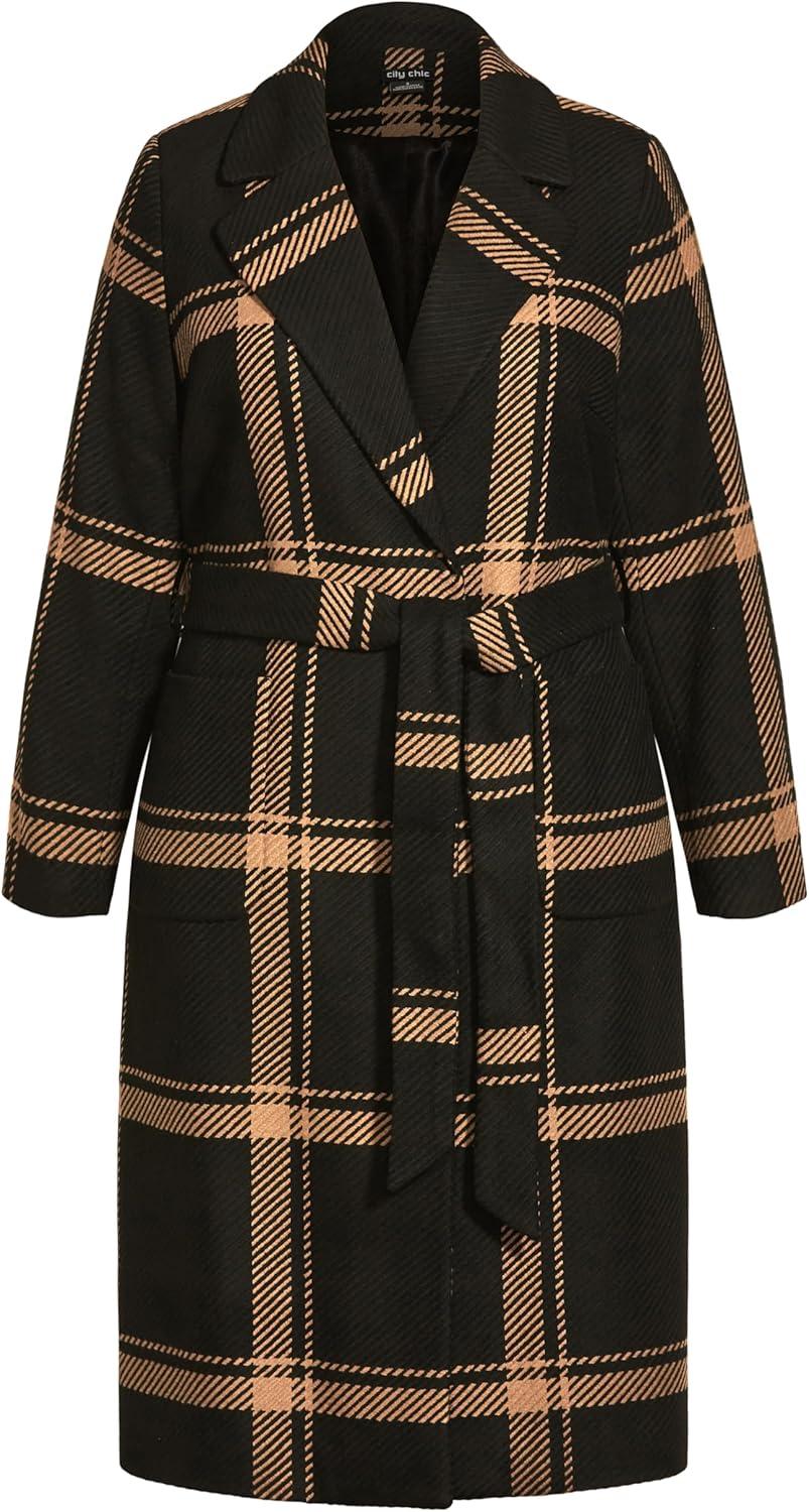 image:imageCITY CHIC Plus Size Coat Checkmate CoatCaramel
